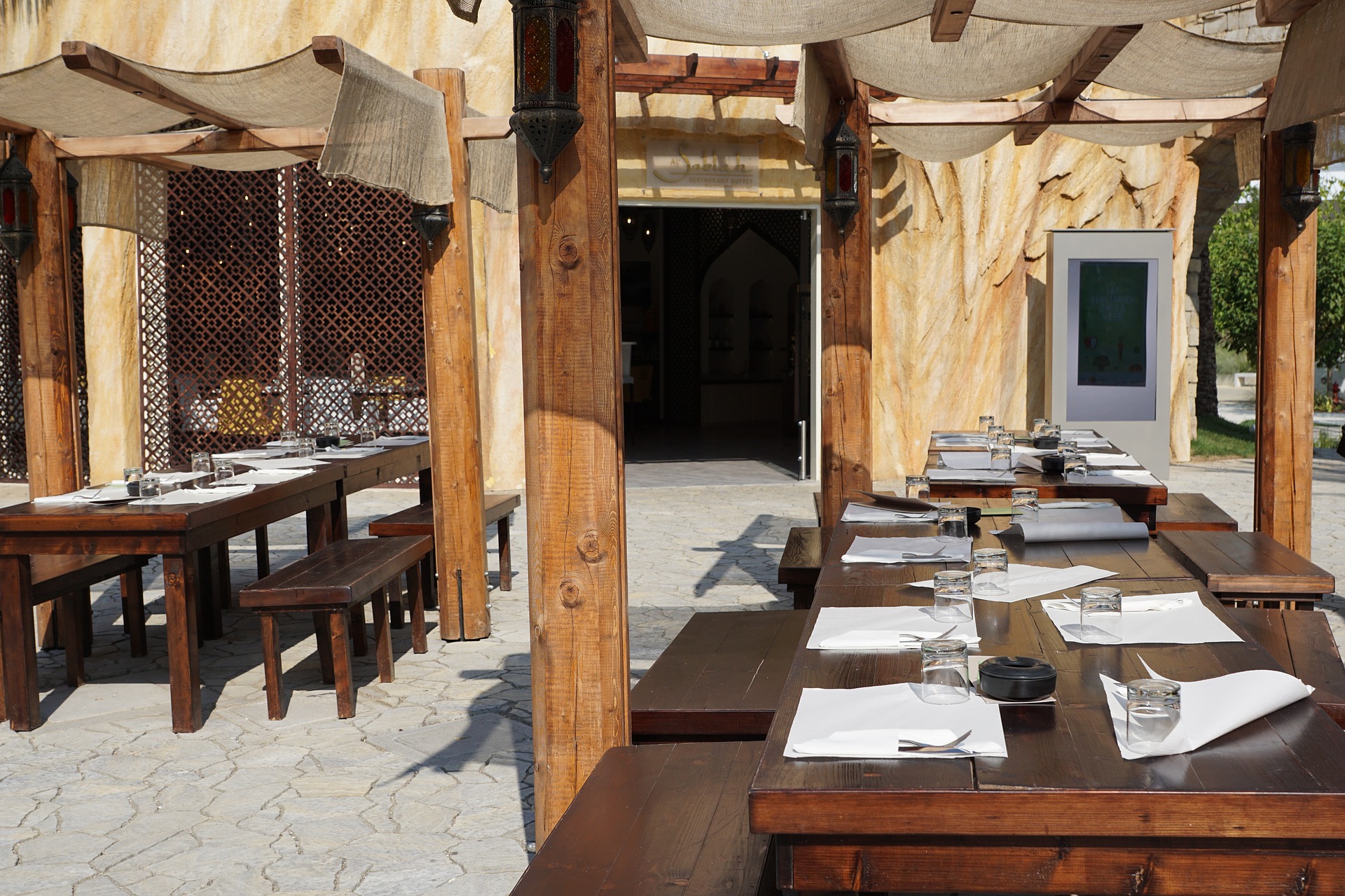 Outdoor dining at Julia's restaurant.